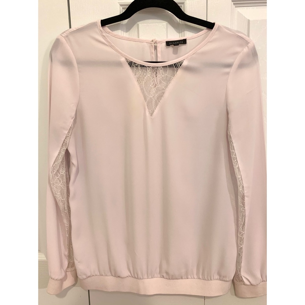 Dynamite Pink Blouse with Lace